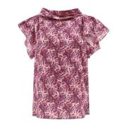 Isabel Marant Valency Siden Elastan Top Purple, Dam