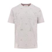 Thom Browne Broderad bomullst-shirt med nautiska detaljer Gray, Herr