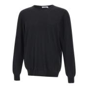 Lardini Navy Blue Ull Crew Neck Sweater Black, Herr