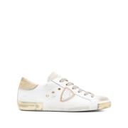 Philippe Model Vita Guld Sneakers Höj Stil Lyx White, Dam