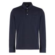 Ermenegildo Zegna Bomullspolotröja med ficka fram Blue, Herr