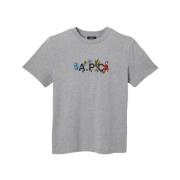 A.p.c. Blommig Logotyp T-shirt Gray, Herr