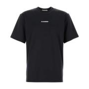 Jil Sander Stretch Svart T-shirt Black, Herr