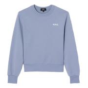 A.p.c. Blå Grå Sweatshirt med Sammet Logo Blue, Dam