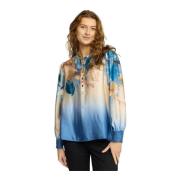 2-Biz Elegant Blus i Mjukt Material Multicolor, Dam