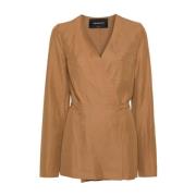 Fabiana Filippi Twill V-ringad Jacka Sand Beige, Dam