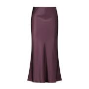 Hugo Boss Elegant Satin Midi Kjol Purple, Dam