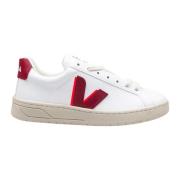 Veja Vita och röda lädersneakers White, Dam