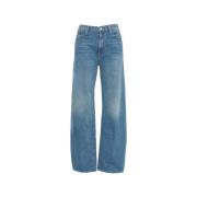 Mother Blå Wide Leg Jeans The Dodger Blue, Dam