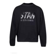 Golden Goose Svart Bomull Crewneck Sweatshirt med Logo Black, Dam