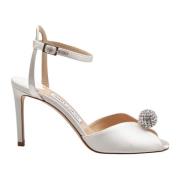 Jimmy Choo Kristallboll Satinsandal Elfenben Beige, Dam