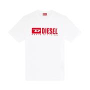 Diesel Vit T-Adjust-Q7 T-shirt med rött tryck White, Herr