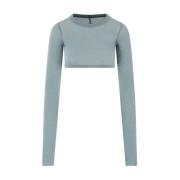 Rick Owens Blå Bomull Cropped Topp Blue, Dam