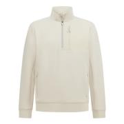 Boggi Milano B Tech Half-Zip Hoodie i lätt bomullsblandning Scuba Beig...