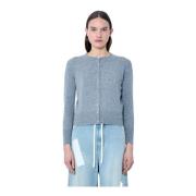 Maison Margiela Stickad ull kofta med knappar Gray, Dam