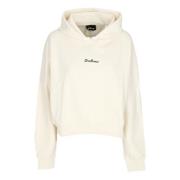 Disclaimer Logo Crop Hoodie Lätt Sweatshirt Beige, Dam