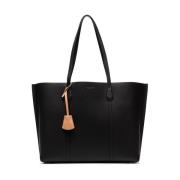 Tory Burch Svart läder Triple-Compartment Tote Väska Black, Dam