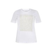 Kaffe Curve Grafiskt Tryck T-shirt Optisk Vit White, Dam