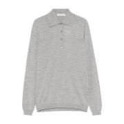 Goes Botanical Merino Polo Sweater Gray, Dam