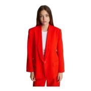 Munthe Elegant Röd Smoking Stil Blazer Red, Dam