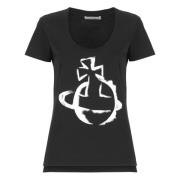 Vivienne Westwood Svart Bomull T-shirt med Logotyp Black, Dam