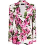 Dolce & Gabbana Petunia Vit Blommig Blazer Multicolor, Dam