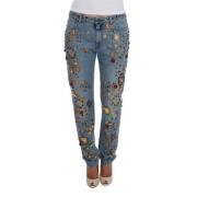 Dolce & Gabbana Förtrollade Sicilien Kristallhjärta Boyfriend Jeans Bl...