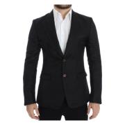 Dolce & Gabbana Elegant svart silkeblandad blazer Black, Herr