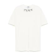 Msgm Herr Logo Print Vit T-shirt White, Herr