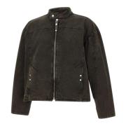 44 Label Group Svart Valentin Biker Denimjacka Black, Herr