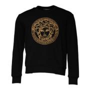 Versace Medusa Broderi Crew Neck Sweater Black, Herr