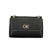 Calvin Klein Svart Polyester Axelväska med Kedjehandtag Black, Dam