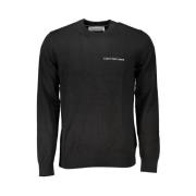 Calvin Klein Elegant Logo Pullover med Rund Hals Black, Herr