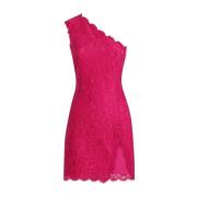 Dolce & Gabbana Kort Spetsklänning i Fuchsia Pink, Dam