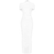 Jean Paul Gaultier Fringe Lång Klänning Stretch Jersey White, Dam