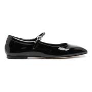 aeyde Svart Patent Mary-Jane Ballerina Skor Black, Dam