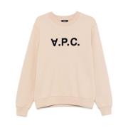 A.p.c. Logo Print Crewneck Sweater Beige Beige, Dam