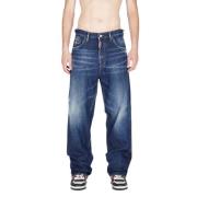 Dsquared2 Lös Jeans med Tvättad Effekt Blue, Herr