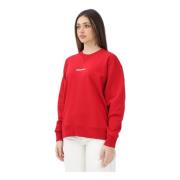 Dsquared2 Röd Crewneck Tröja med Vitt Logotyp Red, Dam