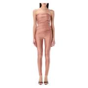 Andamane Strapless jumpsuit med draperad detalj Pink, Dam