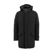 Woolrich Hög Krage Parka i Svart Black, Herr