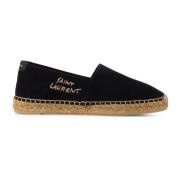 Saint Laurent Logo Espadriller Canvas Läder Gummi Slip-on Black, Dam