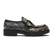 Prada Rhinestone Läder Loafers Black, Herr