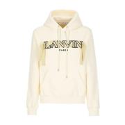 Lanvin Logotyp Bomullssweatshirt med huva Beige, Herr