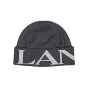 Lanvin Ull Logo Hatt Kvinnor Beanie Gray, Unisex