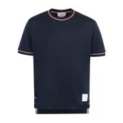 Thom Browne Bomull T-shirt med Logopatch Blue, Herr