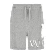 Valentino Präglad Logo Bermuda Shorts Gray, Herr