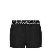 Dolce & Gabbana Svarta Logotyp Midjeband Badshorts Black, Herr