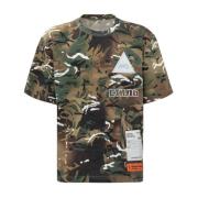 Heron Preston Camouflage Rund Hals T-shirt Herr Green, Herr