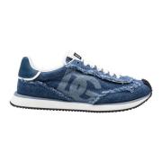 Dolce & Gabbana Blå Jeans Denim Kudde Sneakers Blue, Herr